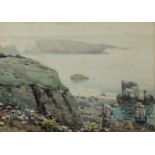 Arthur Royce BRADBURY Coastal View, Channel Islands Watercolour Signed 23.