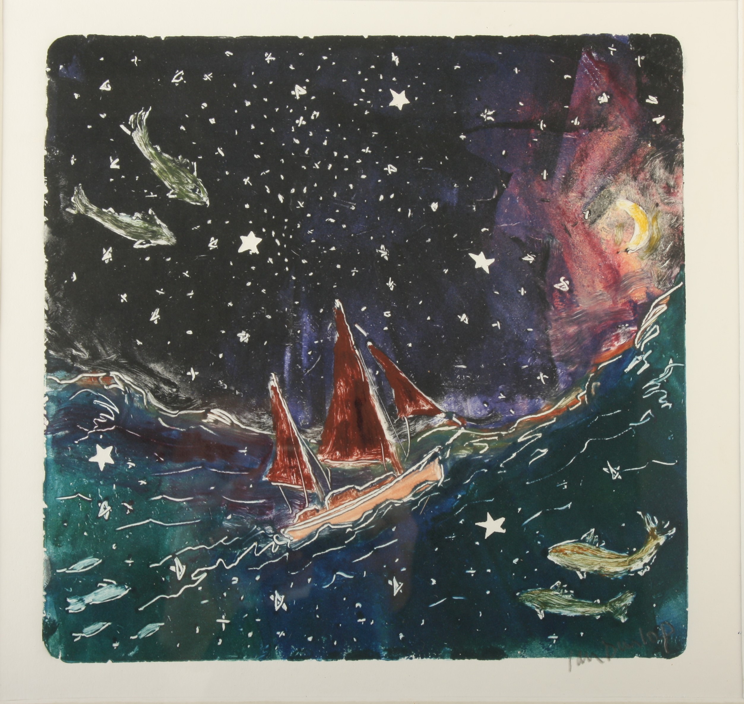 Ian DUNLOP Grand Banks-Stars Oil on paper Signed 25 x 25cm