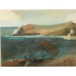 Ken SYMONDS Cromwell's Castle, Tresco Oil on board Signed Inscribed to the back 29.5 x 39.