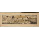 Jack Butler YEATS The Mountain Farm Hand coloured woodcut 14.5 cm x 39.