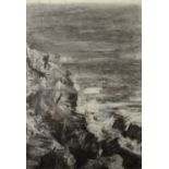 Marilyn TOWNDROW Cliffs near Levant Charcoal Signed and inscribed label to the back 42 x 29cm