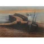 Michael PRAED Harbour pastel Signed 29 x 39.