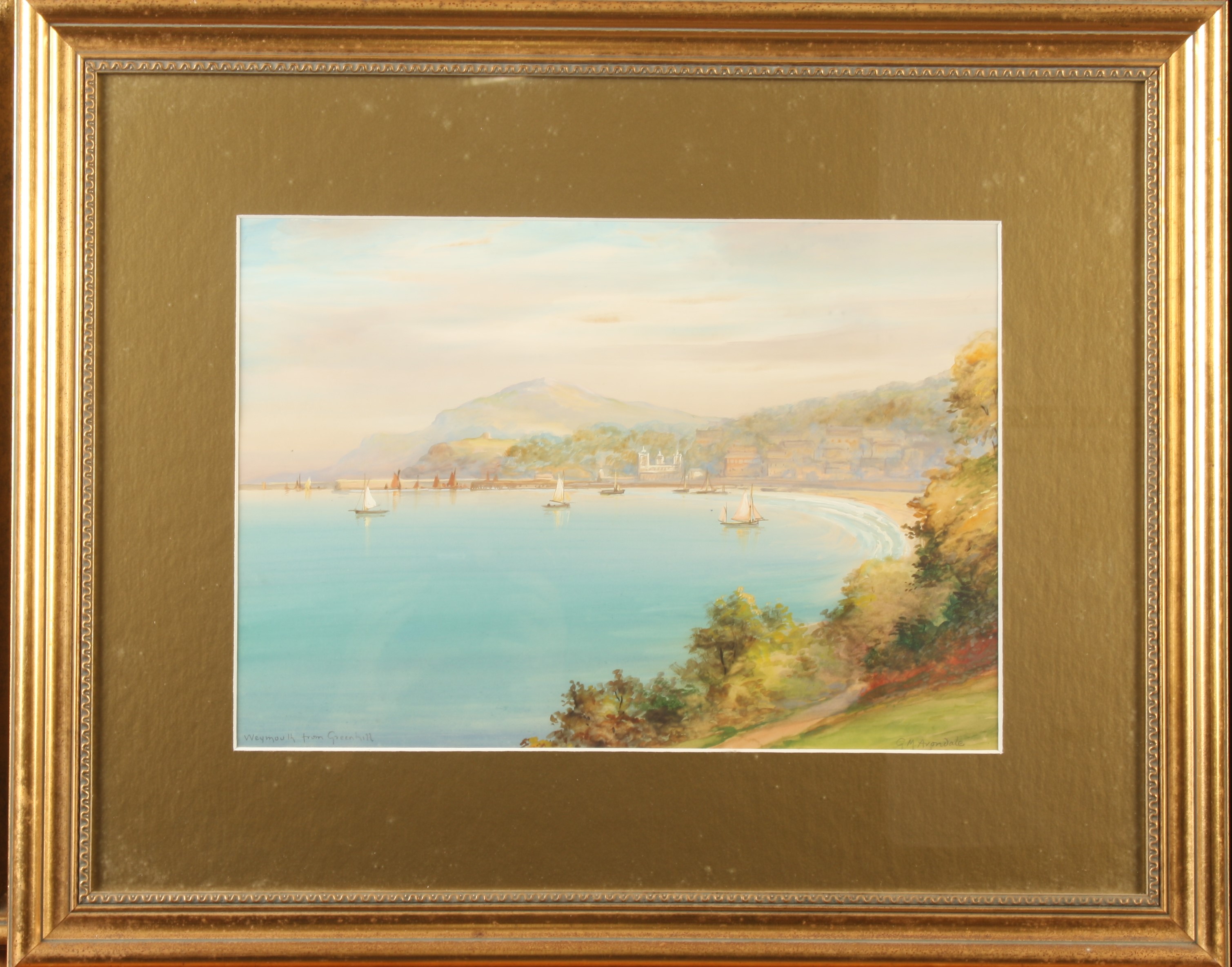 G M AVONDALE (Garman Morris) Weymouth From Greenhill Gouache Signed and inscribed Together with a - Image 2 of 3