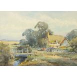 Henry John Sylvester STANNARD Riverside Cottage Watercolour Signed 26 x 36cm