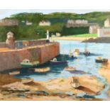 Eric WARD Morning Tide St Ives Harbour Oil on canvas Signed Inscribed label to the back 51 x