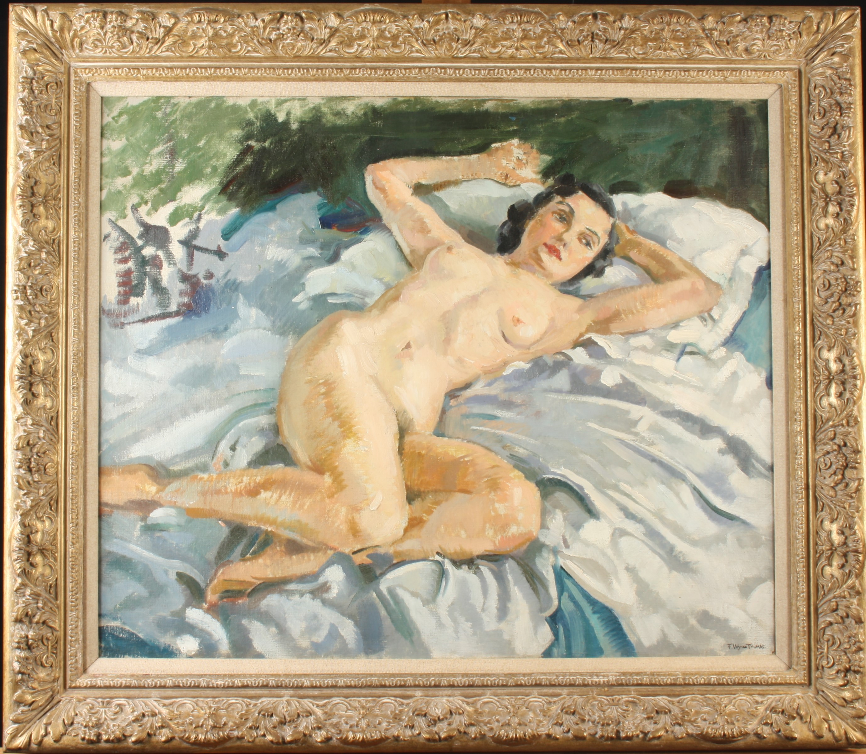 Francis Wynne THOMAS Reclining Nude Oil on canvas Signed 63 x 75cm - Image 2 of 2