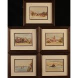 Conrad H CARELLI Five Mediterranean watercolours Some signed Each inscribed to the back