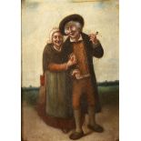 J G BUISSON A jolly old couple Oil on panel 24 x 17cm