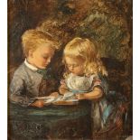 A M BAIRD Children reading Oil on board Signed 22 x 20cm