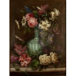 Edwin STEELE A vase of flowers on a ledge Oil on canvas Signed 60 x 45cm