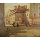 Leonard RICHMOND Old Buildings, Falaise, Normandy Oil on canvas Signed, inscribed to the back.