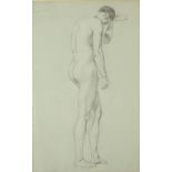 Follower of William ETTY Study of a nude male Pencil drawing Indistinctly inscribed and dated