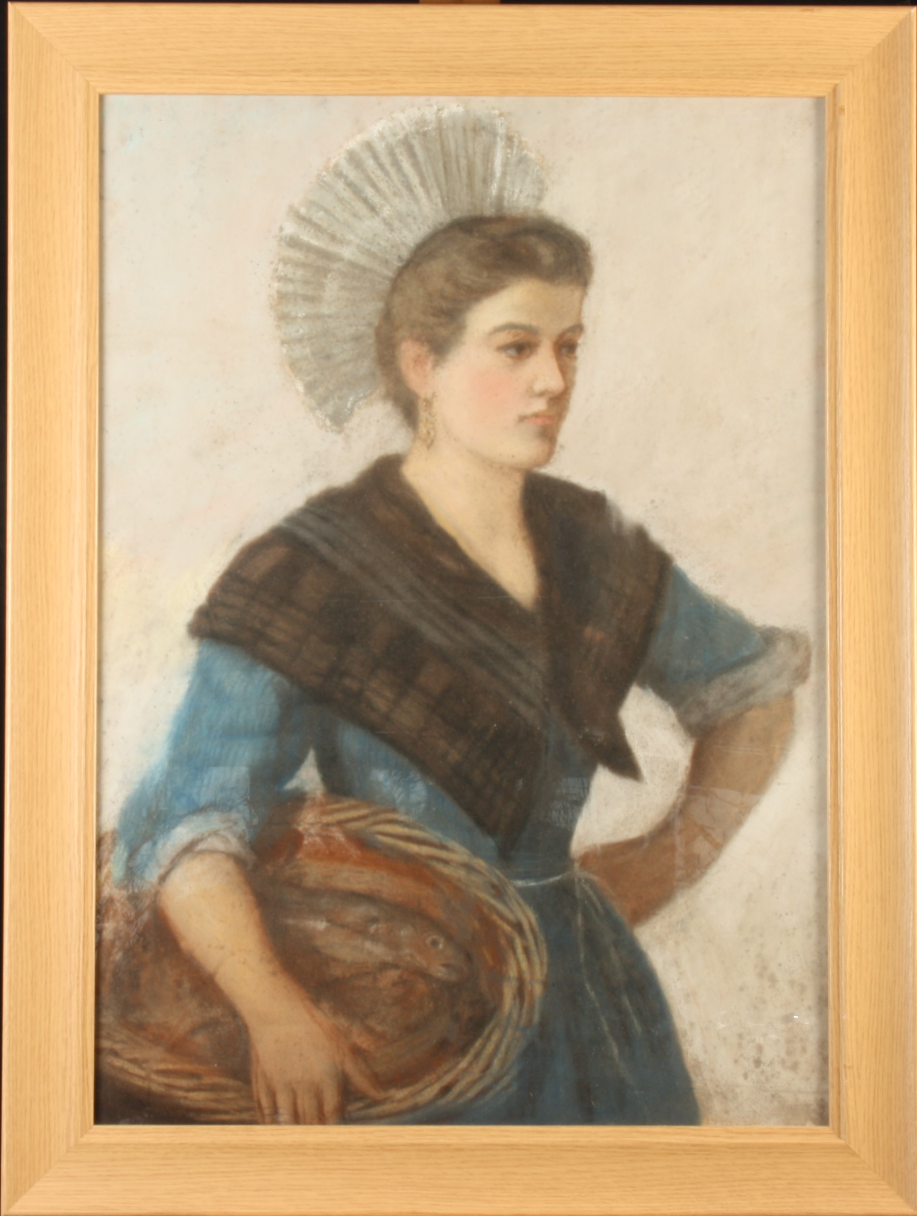 Neapolitan fisher woman 19th century pastel 69 x 49cm - Image 2 of 2