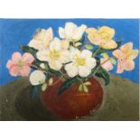 Minou STEINER Flowers in a pot Oil on board Signed 28 x 38cm