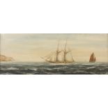 John Henry WEST Shipping off the Falmouth coast Oil on board Signed 22.