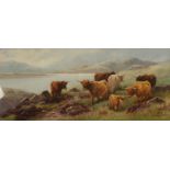 Tom ROWDEN Lakeside cattle Watercolour Signed 22.