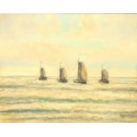 Gerrit MARRÉ Fishing boats Oil on canvas Signed 40 x 50cm