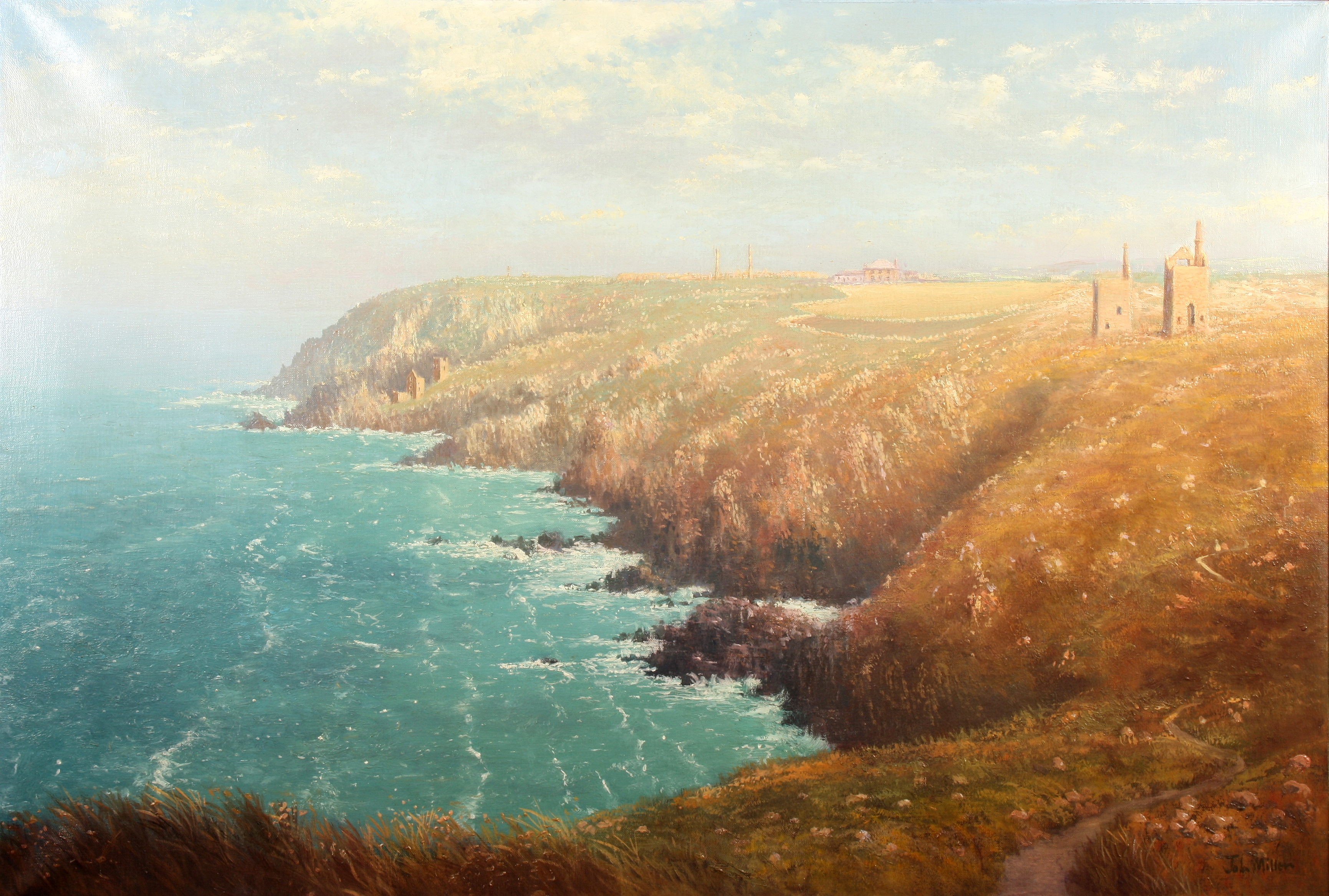 John MILLER Botallack Coast Oil on canvas Signed 76 x 112cm