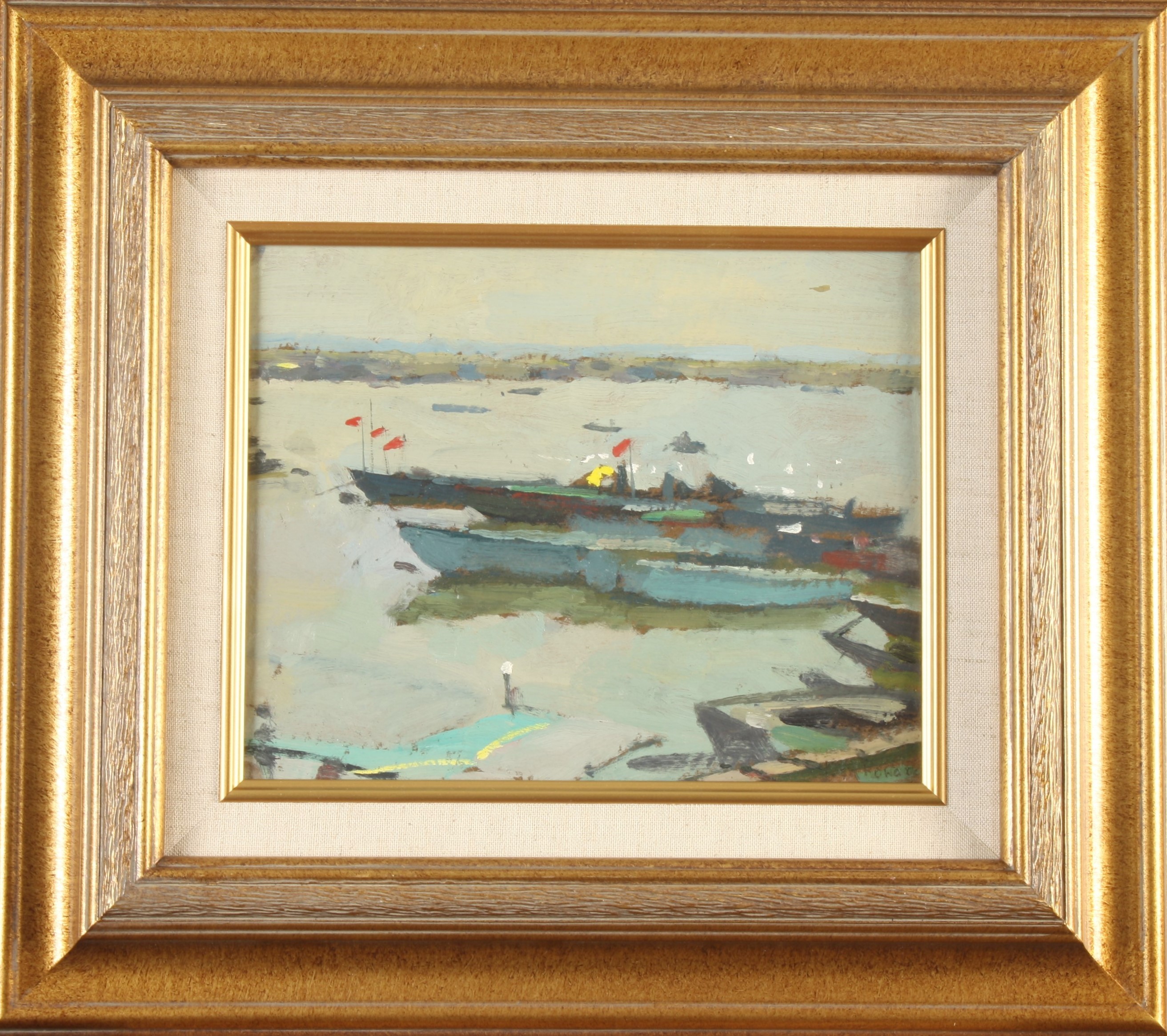 Ken HOWARD Fishing Boats Lagoon Venice Oil on board Signed Inscribed and dated 2014 to the - Image 2 of 2