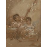 John HAYTER Two Infants Pastel Signed, inscribed and dated 1932 35 x 26.