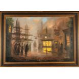 Singer JONES Two street scenes Oil on canvas Each signed