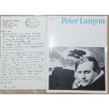 Peter LANYON Arts Council Exhibition Catalogue with a letter and sketch by Terence Sole 1968