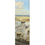 Ken HOWARD Mousehole Evening Light Oil on canvas Signed Inscribed label to the back 61 x