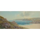 Herbert William HICKS Kennack Sands, Cornwall Gouache Signed 15 x 32.