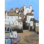 Ian NORTH A Corner of the Harbour at St Ives Acrylic Monogrammed 45 x 35cm