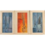 Diego ROBERTO A triptych of lutes Oil on board Together with other works