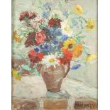 Garlick BARNES Flowers in a jug Oil on canvas Signed 50 x 40cm