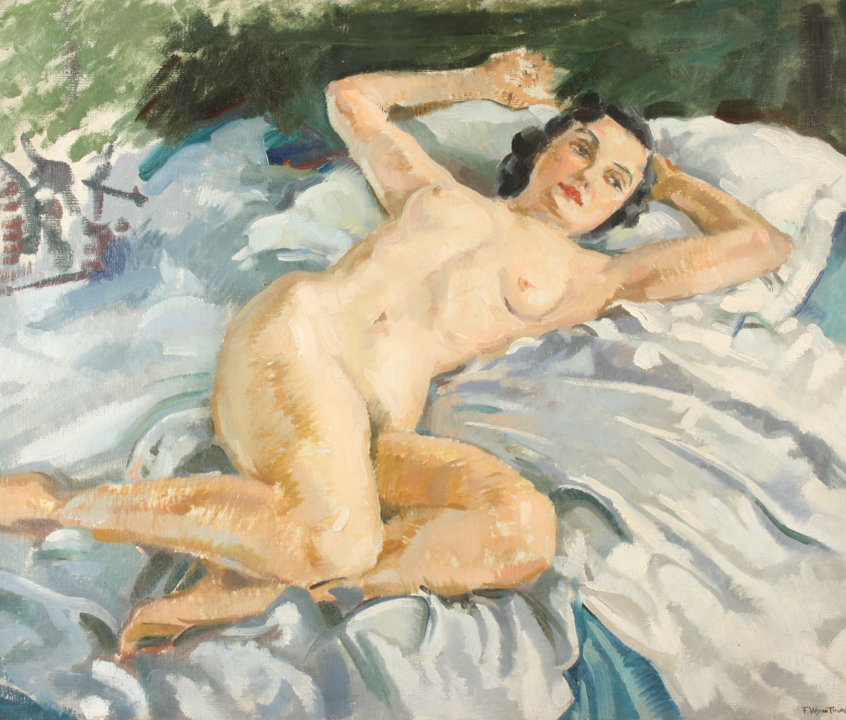 Francis Wynne THOMAS Reclining Nude Oil on canvas Signed 63 x 75cm