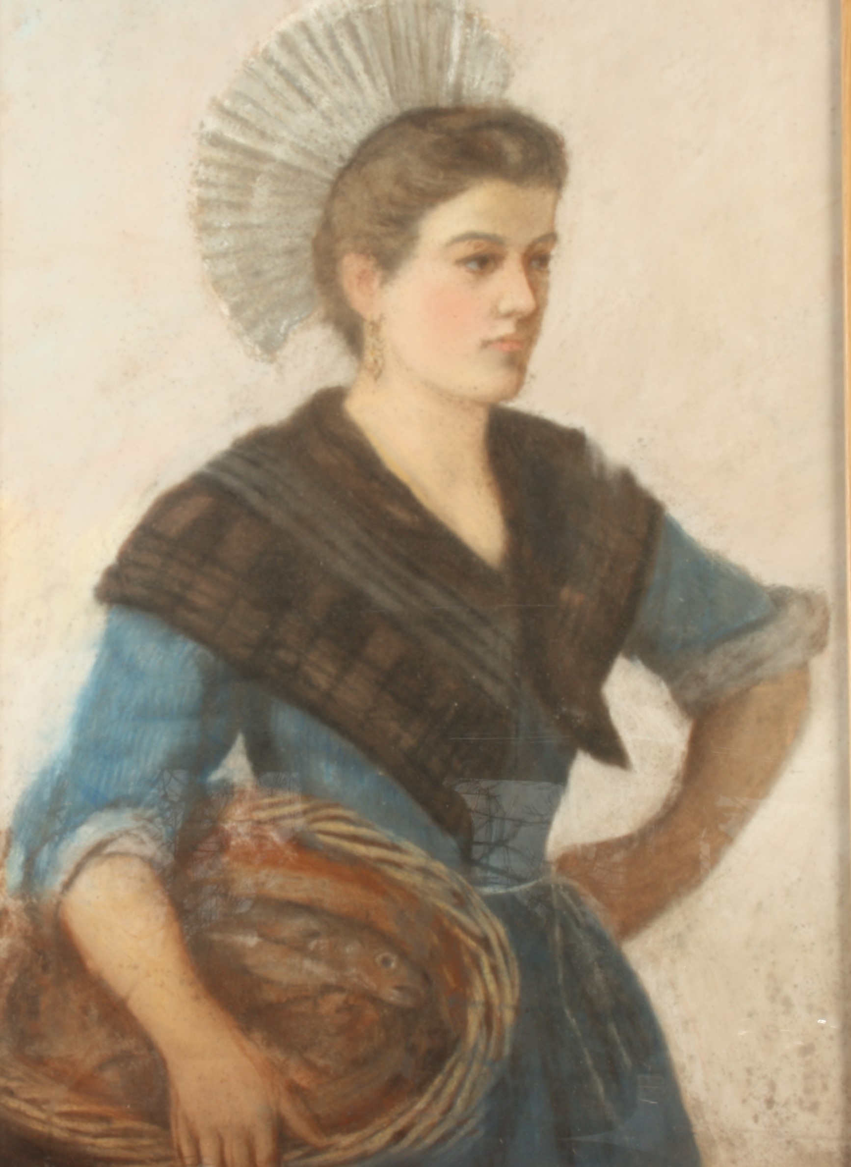 Neapolitan fisher woman 19th century pastel 69 x 49cm