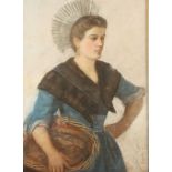 Neapolitan fisher woman 19th century pastel 69 x 49cm