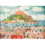 Simeon STAFFORD St Michael's Mount Oil on board Signed Inscribed to the back 30 x 40cm