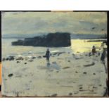 Ken HOWARD Moonlit Marazion Oil on board Signed 20 x 25cm