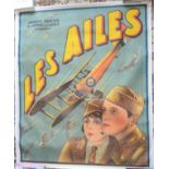 Les Ailes Film poster mounted on linen. It is a lithoprint.