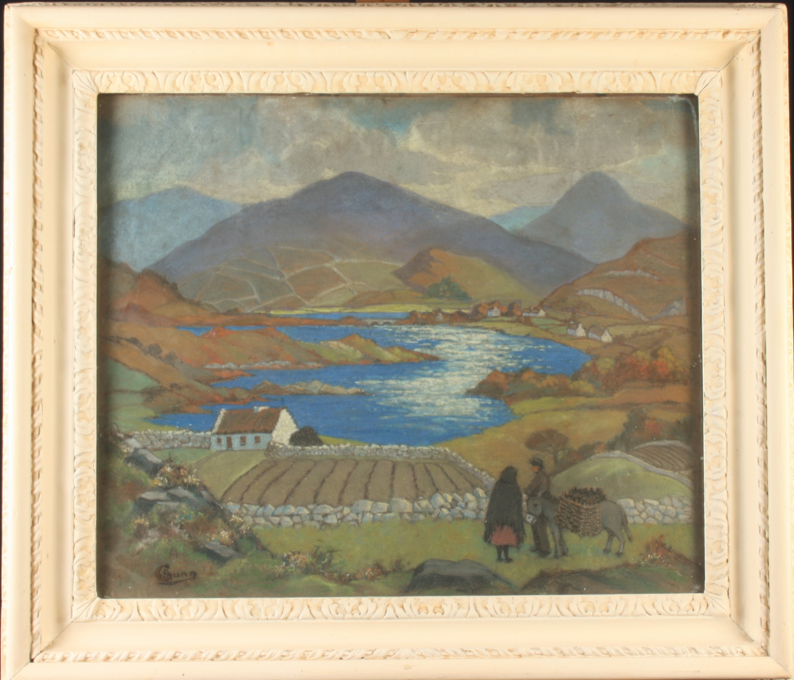 William Archibald GUNN Connemara Pastel Signed St Ives Society of Artists label to the back 50 - Image 2 of 2