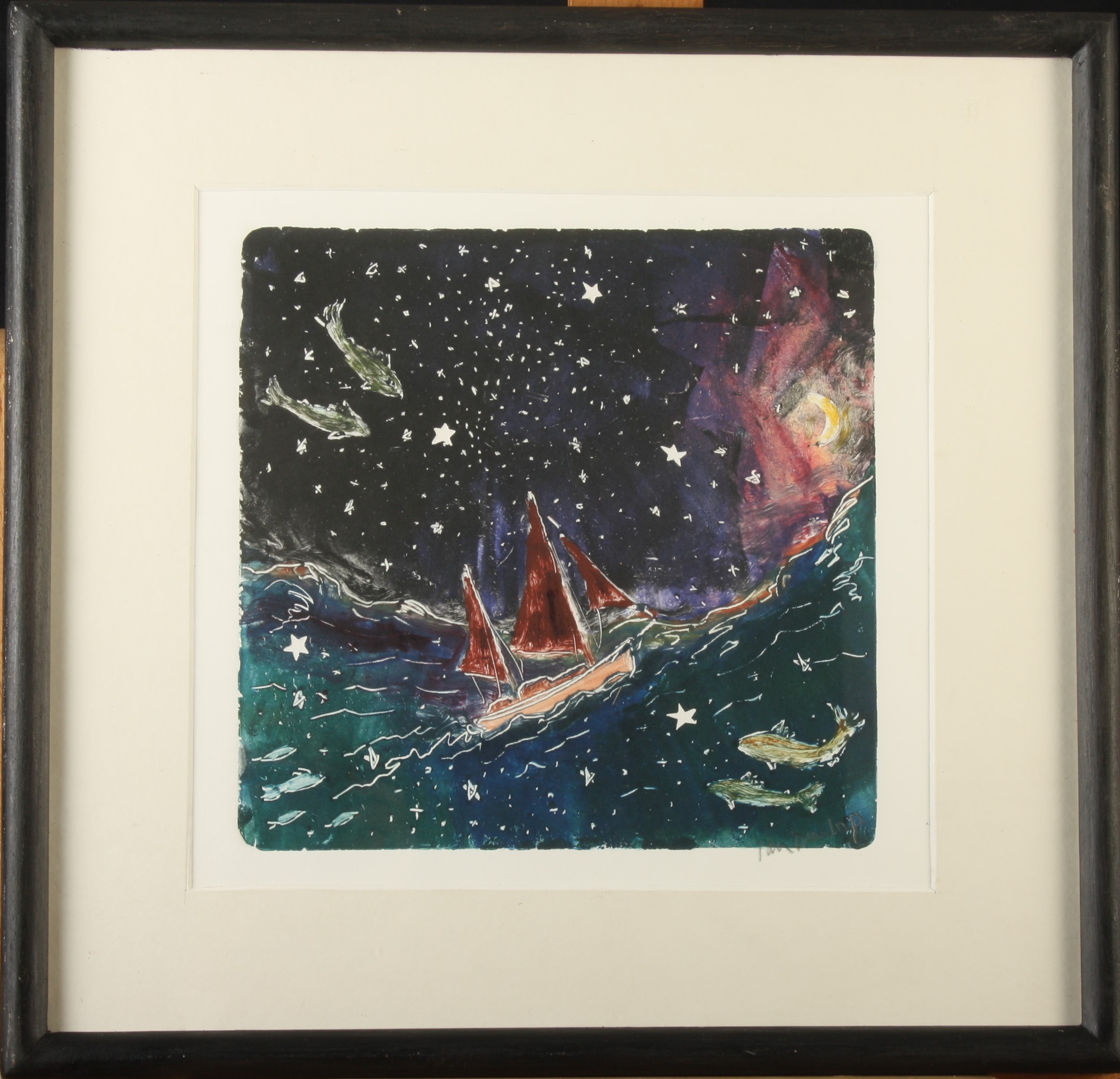 Ian DUNLOP Grand Banks-Stars Oil on paper Signed 25 x 25cm - Image 2 of 2