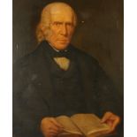 Portrait of a reading gentleman 19th century oil on board Signed Inscribed 'J Winkley 1860' to