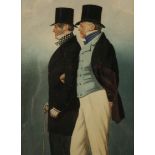 Attributed to Richard DIGHTON Two gentlemen in top hats Watercolour 19 x 13.