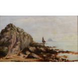 William CASLEY A Passing Boat Oil on canvas Signed 29 x 50cm