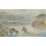 Myles Birket FOSTER Bridge before the Torrent Watercolour Monogrammed 13.