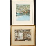 Audrey EVANS & Sonia ROBINSON Two Cornish harbour scenes Newlyn and Polperro