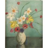 Mary PEARCE Still life flowers Oil on canvas board Signed 50 x 40cm