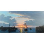 Keith ENGLISH Sunrise St Ives Harbour Oil on canvas Signed 50 x 100cm