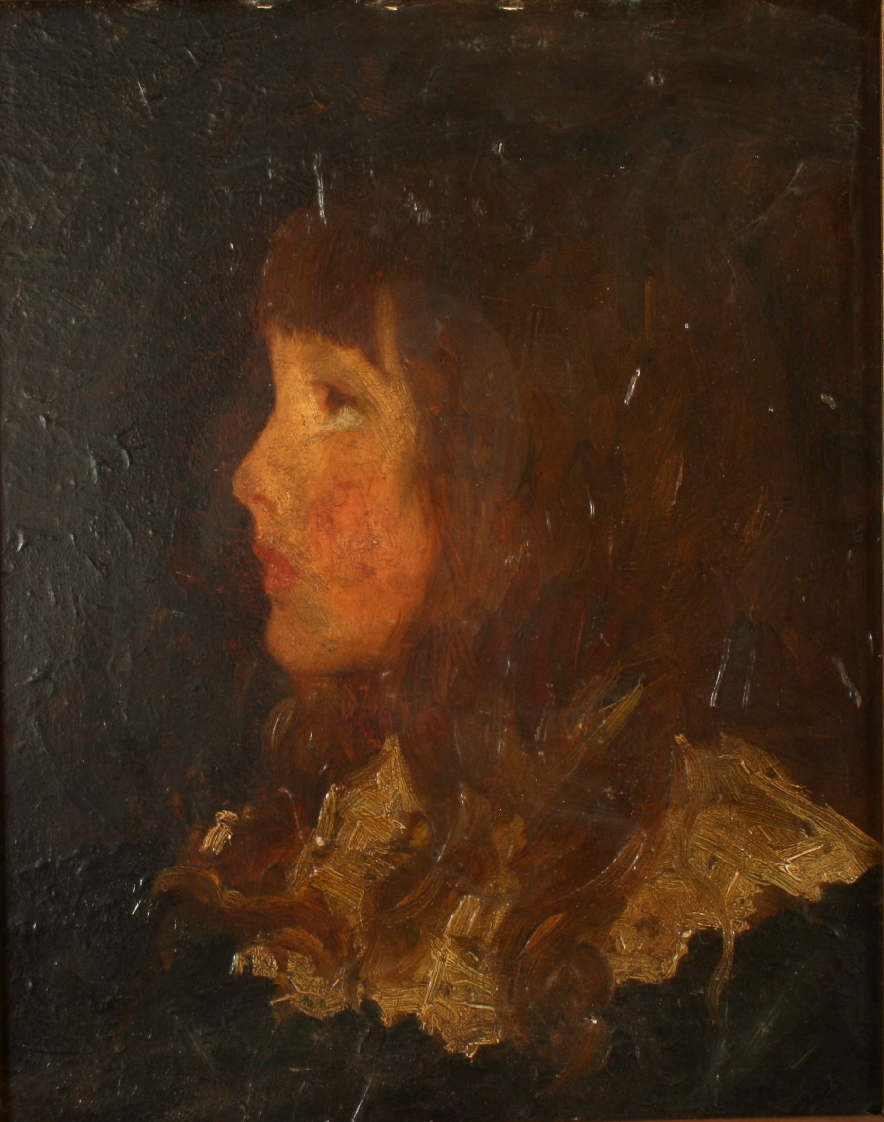 Newlyn School Head of a young girl Oil on panel 26.