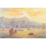 Ping CHAN? Hong Kong Watercolour Indistinctly signed 36 x 54cm