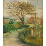 Ruth Sylvia LEIBMAN Country Lane Oil on board Signed and dated 1954 34 x 30cm