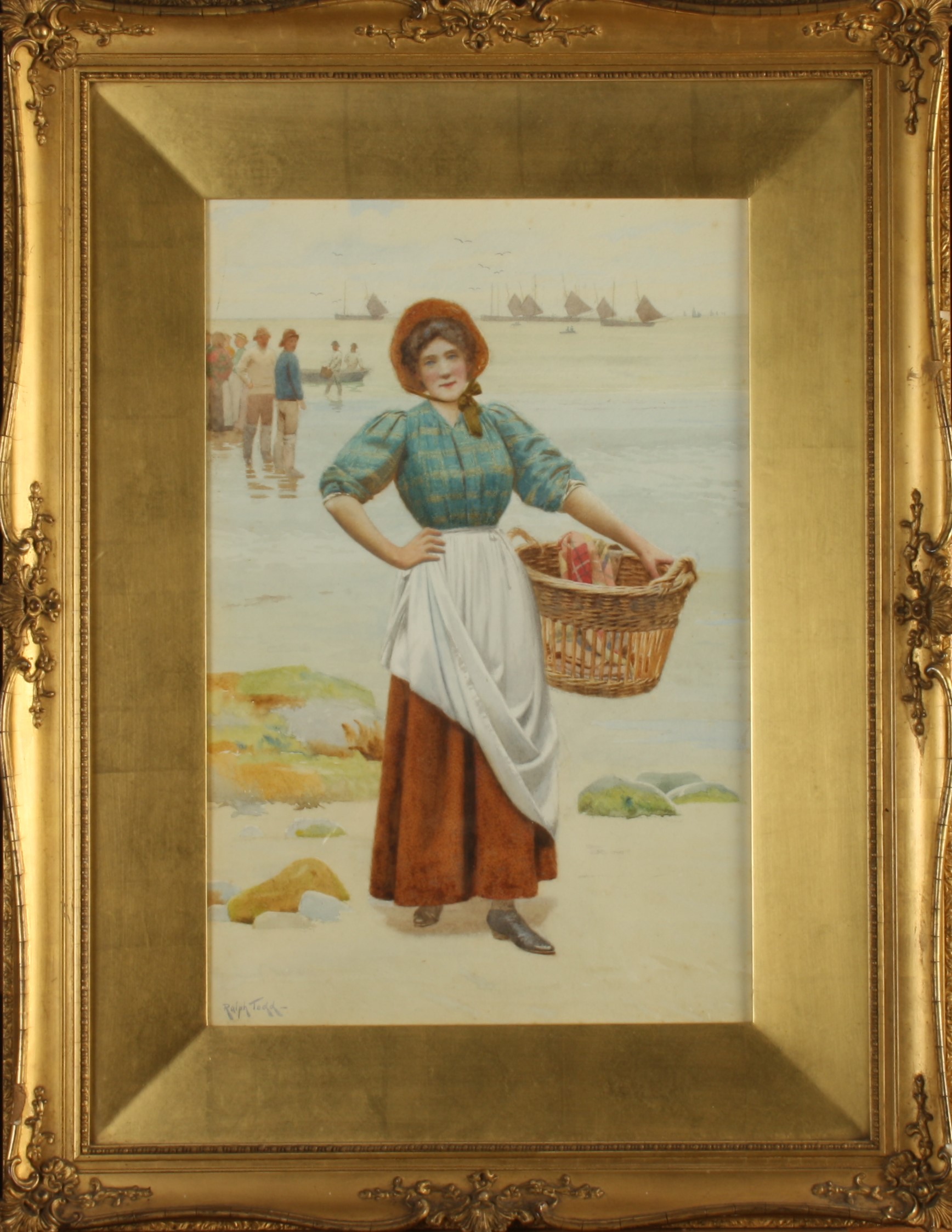 Ralph TODD A Newlyn fisher girl Watercolour Signed 38 x 25cm (See illustration) - Image 2 of 2